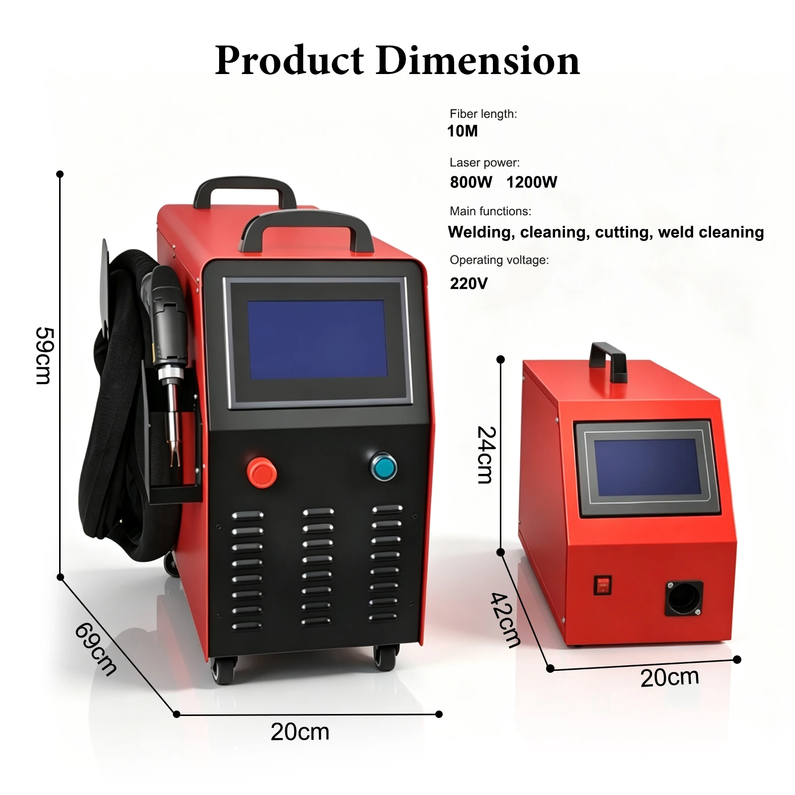 4-in-1 Air-Cooled Laser Welder 1200W/800W SUP31F Head Welding and Cleaning Machine for Metals. Supports Multiple Languages