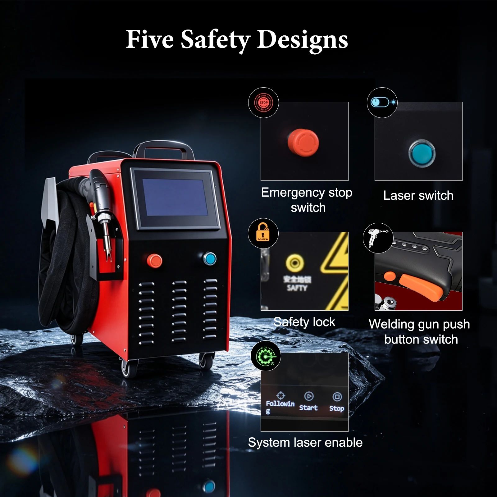 4-in-1 Air-Cooled Laser Welder 1200W/800W SUP31F Head Welding and Cleaning Machine for Metals. Supports Multiple Languages
