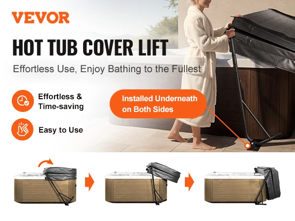 VEVOR Hot Tub Cover Lift Spa Cover Lift Height 31.5"-41.3" Width 57"-92.5" Adjustable Installed Underneath Both Side Suitable