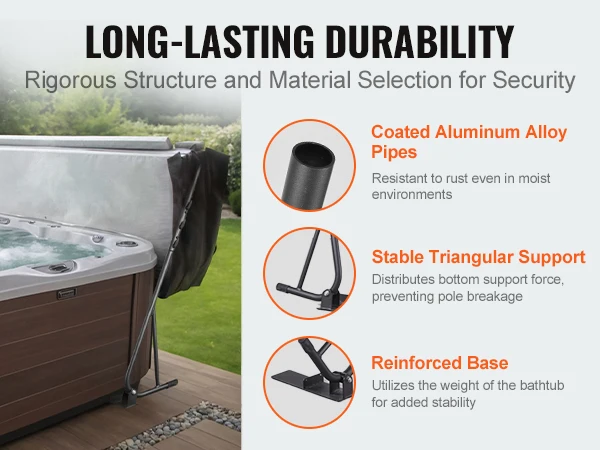 VEVOR Hot Tub Cover Lift Spa Cover Lift Height 31.5"-41.3" Width 57"-92.5" Adjustable Installed Underneath Both Side Suitable