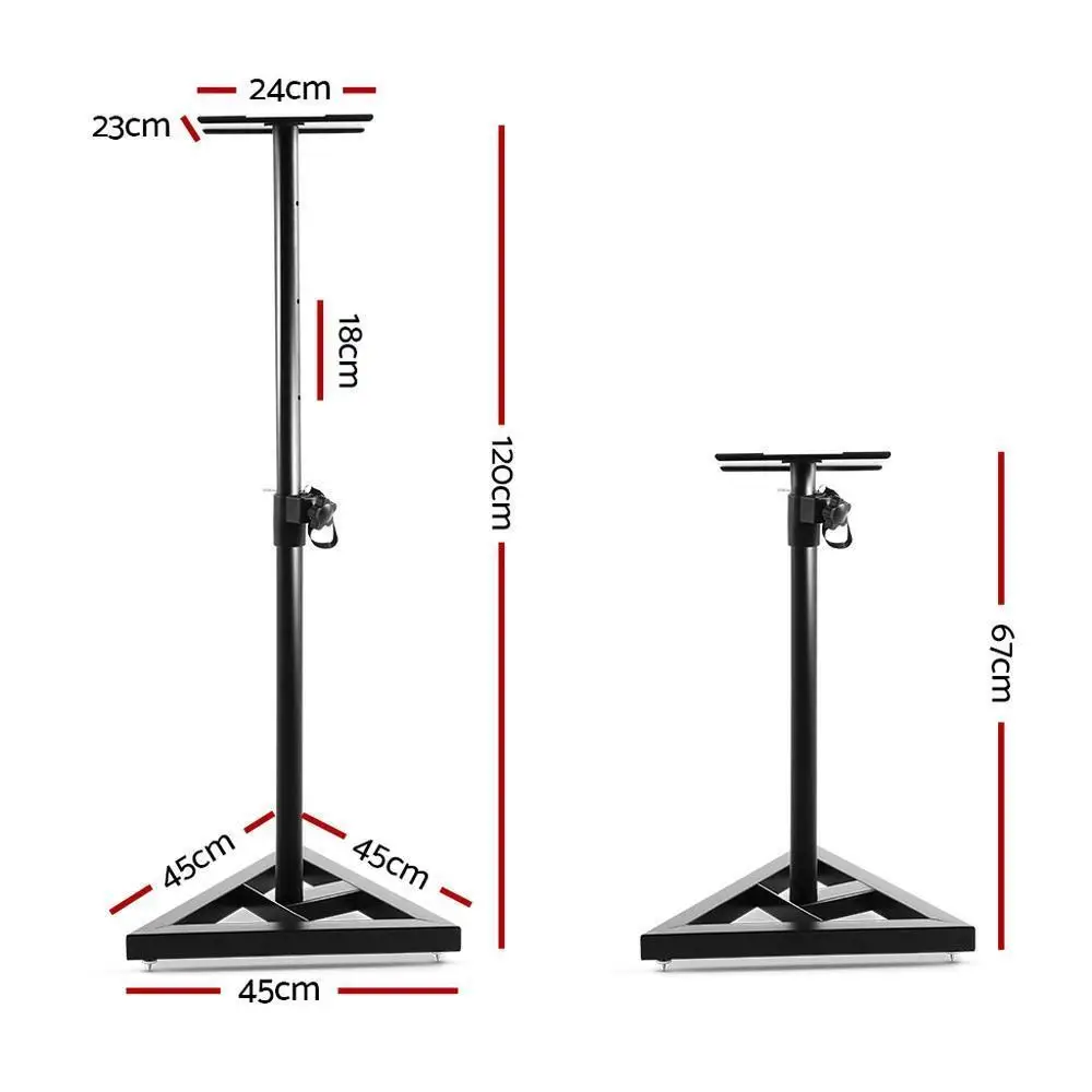 Adjustable Speaker Stands 67 to 120 cm Pair Surround Sound Studio Home Floor Mount Brackets