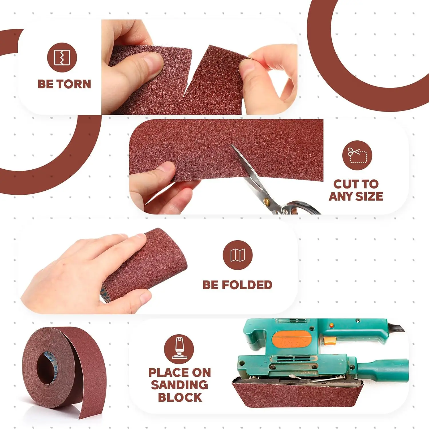 9.5Cm/3.9Inch Wide, 60-600 Grit Aluminum Oxide Sandpaper Rolls Are Suitable for Metal Grinding,Wood Polishing, Furniture Edging