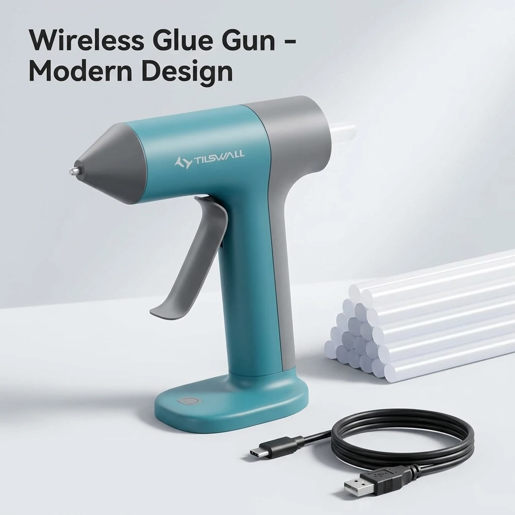 15W Electric Hot Melt Glue Gun 30s Fast Heating Cordless Glue Gun With 20pcs 7x140mm Glue Sticks 2000mAh Type-C Rechargeable Hot Melt Glue Gun 1.7mm Precision Nozzle For DIY Craft Home Repair Quick Repairs