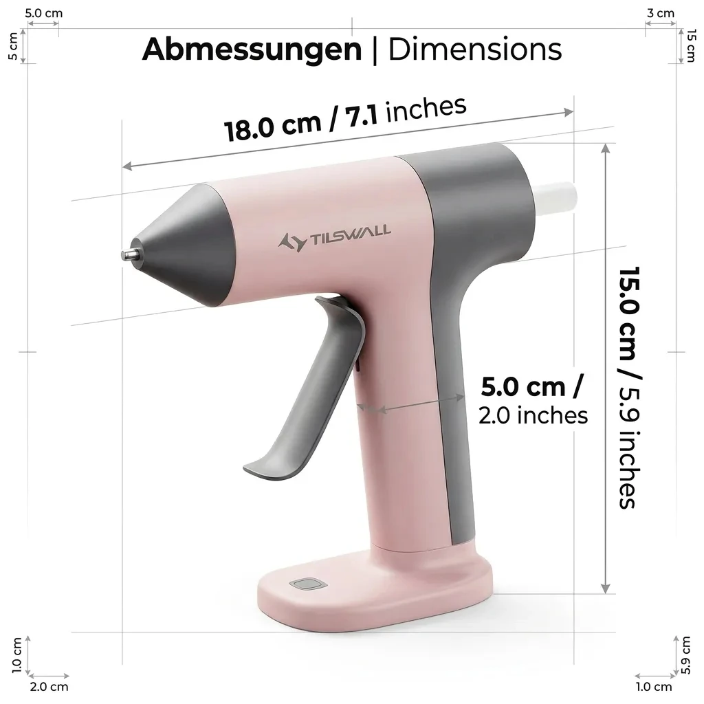 15W Electric Hot Melt Glue Gun 30s Fast Heating Cordless Glue Gun With 20pcs 7x140mm Glue Sticks 2000mAh Type-C Rechargeable Hot Melt Glue Gun 1.7mm Precision Nozzle For DIY Craft Home Repair Quick Repairs