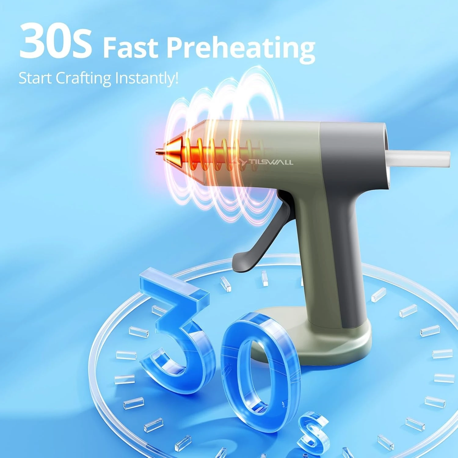 15W Electric Hot Melt Glue Gun 30s Fast Heating Cordless Glue Gun With 20pcs 7x140mm Glue Sticks 2000mAh Type-C Rechargeable Hot Melt Glue Gun 1.7mm Precision Nozzle For DIY Craft Home Repair Quick Repairs