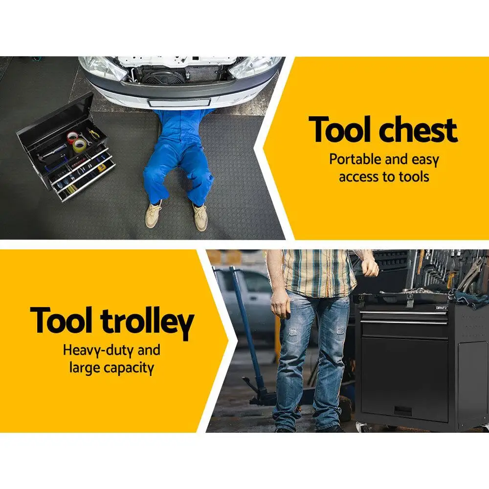 7 Drawer Rolling Tool Cabinet Steel Storage Chest Garage Workshop Organizer Black