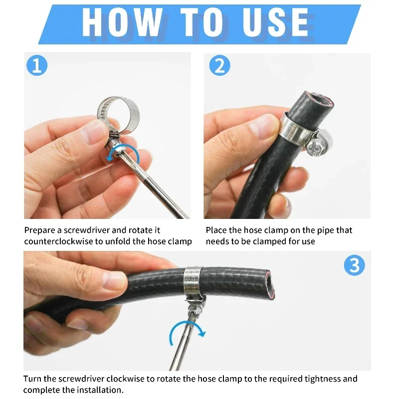 Adjustable Stainless Steel Worm Gear Hose Clamp Screw Band Fastener For Car Fuel Tube Water Pipe Faucet Repair Tools
