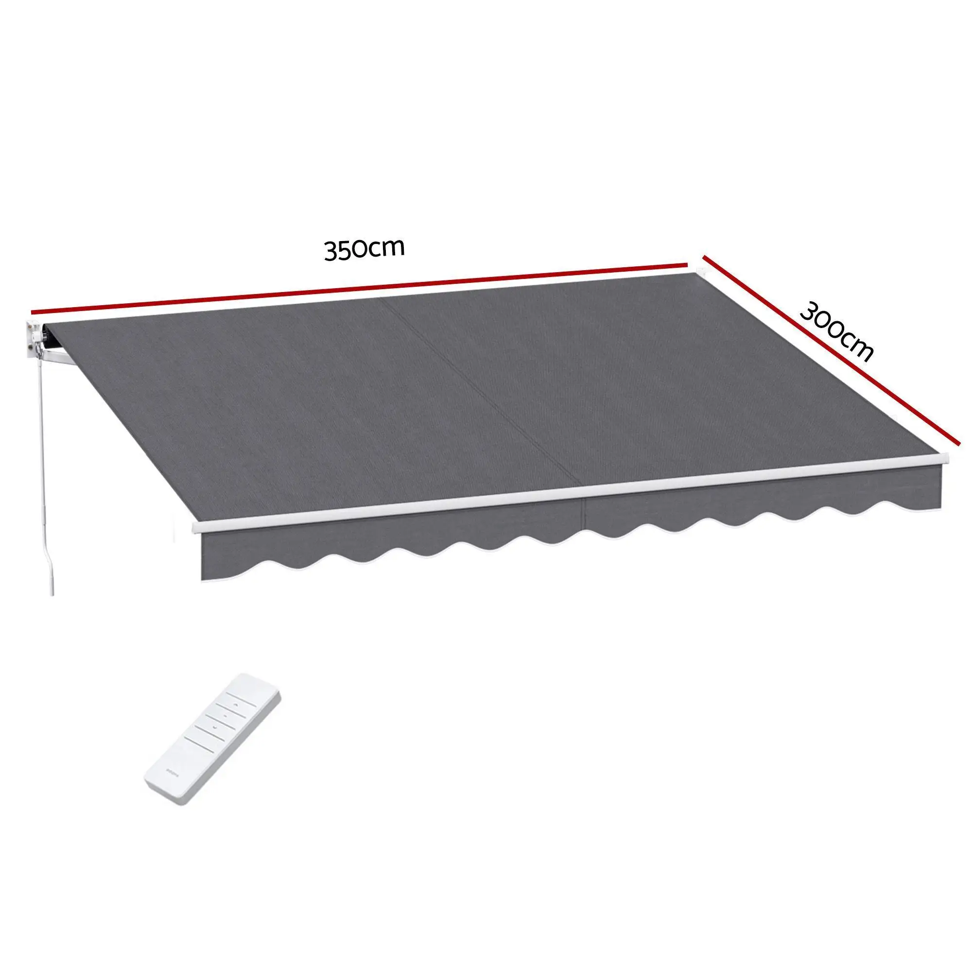 Retractable Motorized Folding Arm Awning 3.5M x 3M Grey Outdoor Sun Shade Canopy