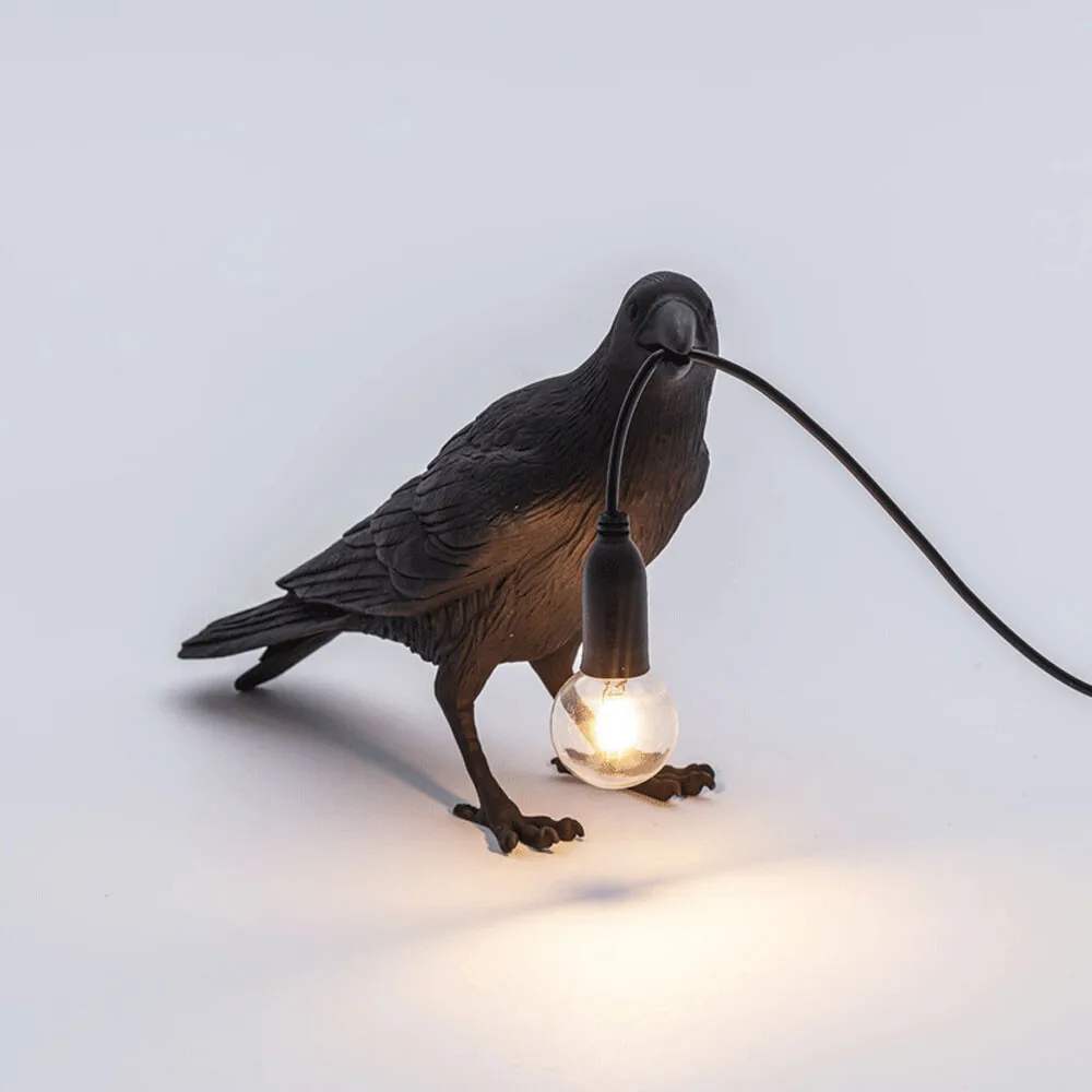 Raven Lamp Light Black Novelty Bird Crow Desk Table Lamp Bedroom Decoration