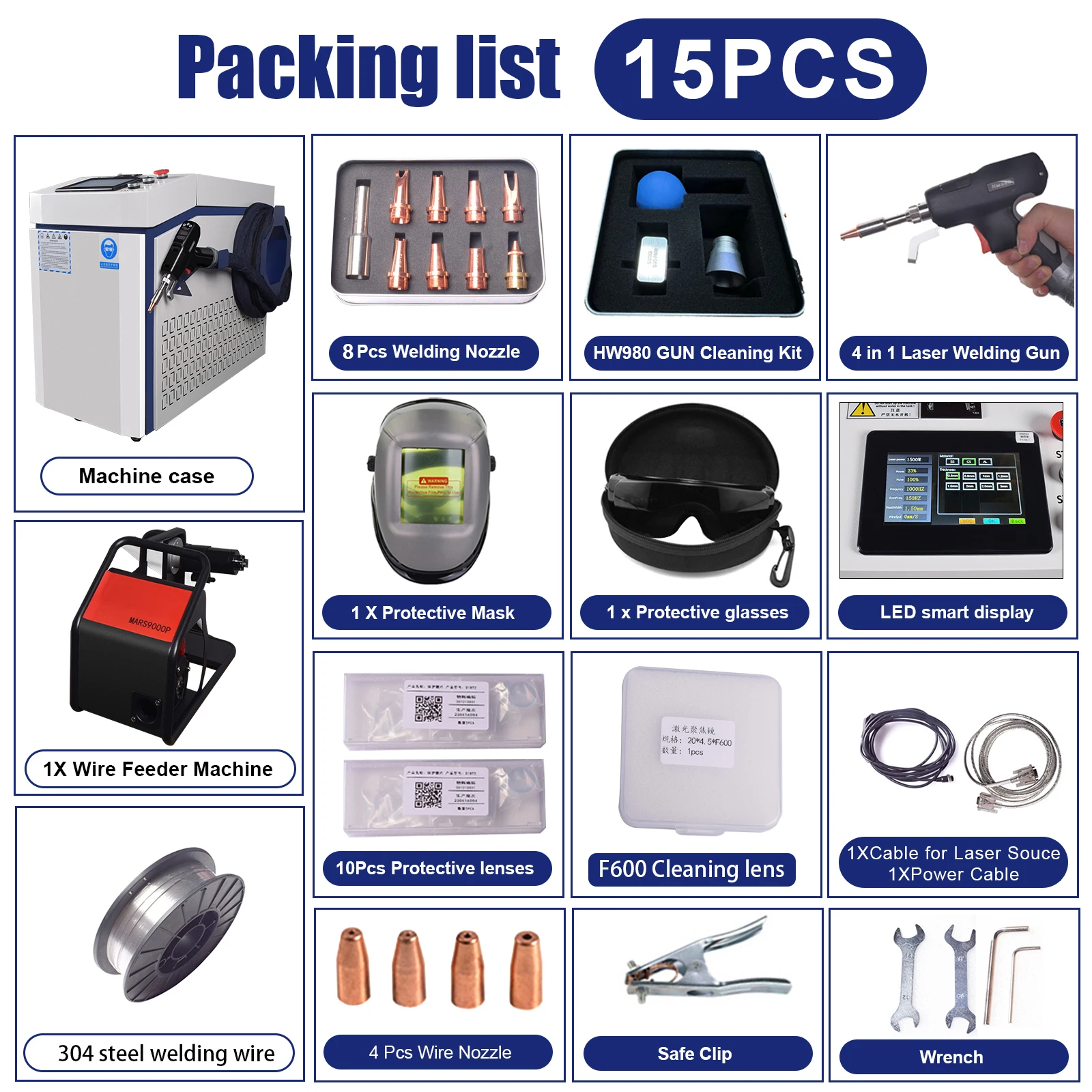1500W Handheld 4 In 1 Fiber Laser Welding Machine Raycus 1500W Welder with Welding Cleaning Cutting Weld Seam Cleaning for Metal 220V