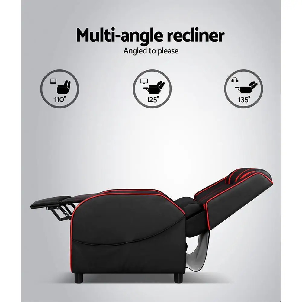 Black Leather Recliner Gaming Chair Ergonomic Adjustable Swivel PC Office Chair Comfortable Padded Home Relaxation Seat