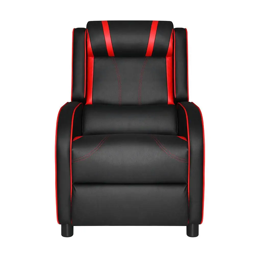 Black Leather Recliner Gaming Chair Ergonomic Adjustable Swivel PC Office Chair Comfortable Padded Home Relaxation Seat