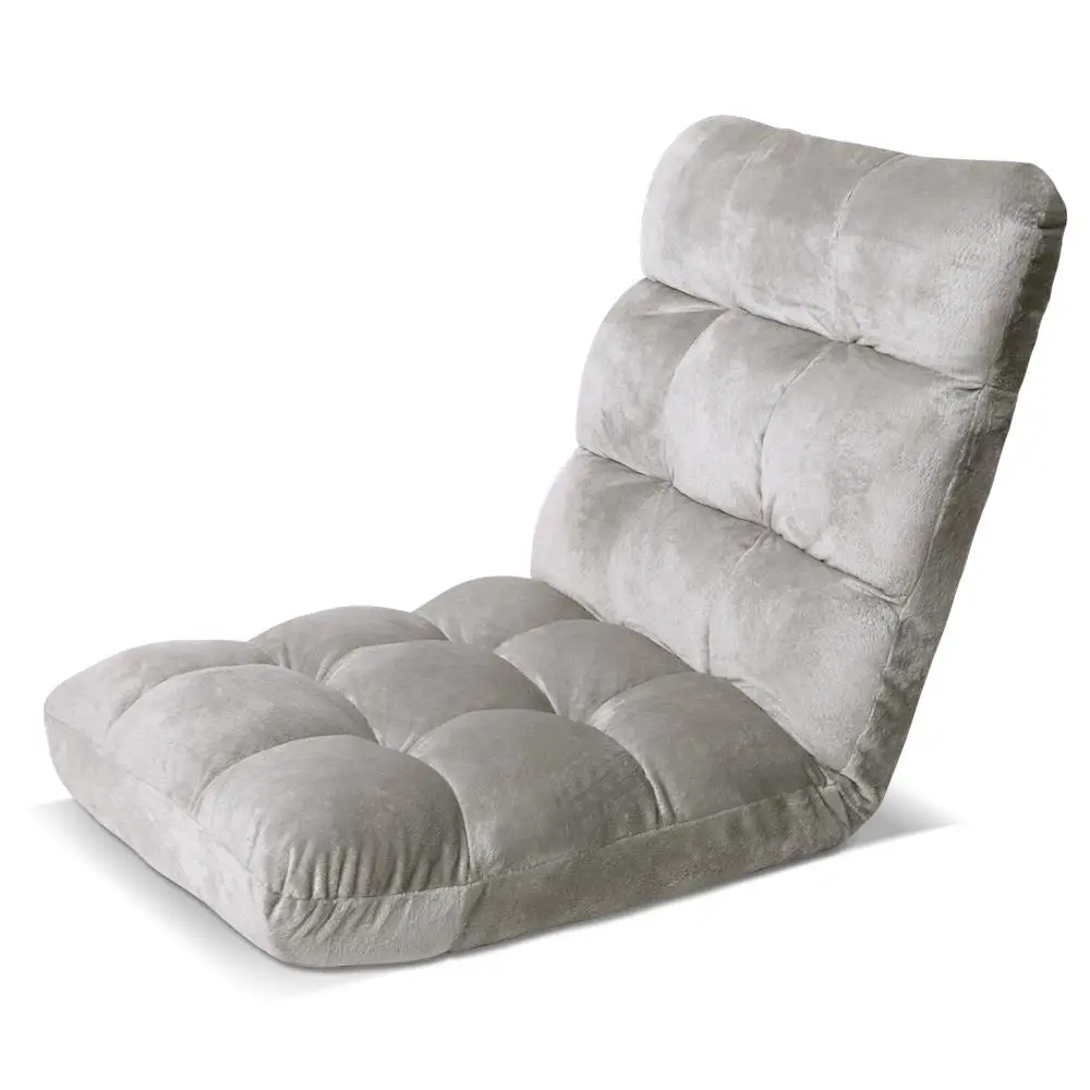 Grey Flannel Lounge Sofa Bed Foldable Convertible Sleeper for Living Room Home Use
