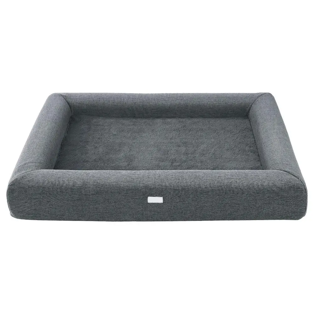 Large Calming Orthopedic Pet Bed Soft Sofa Cushion Egg Crate Washable Grey for Dogs and Cats
