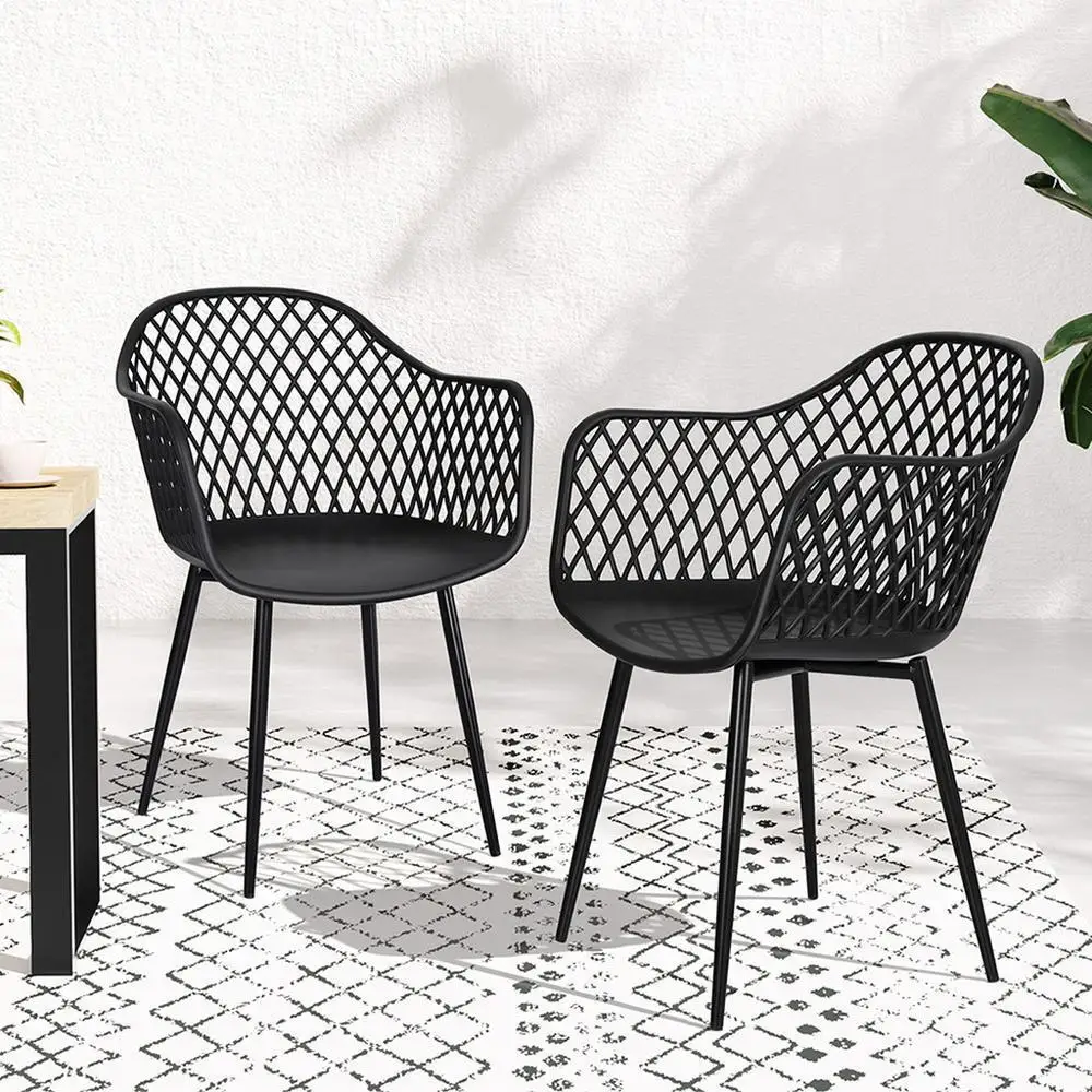 4 Piece Outdoor Dining Chairs PP Lounge Patio Chairs Garden Furniture Black