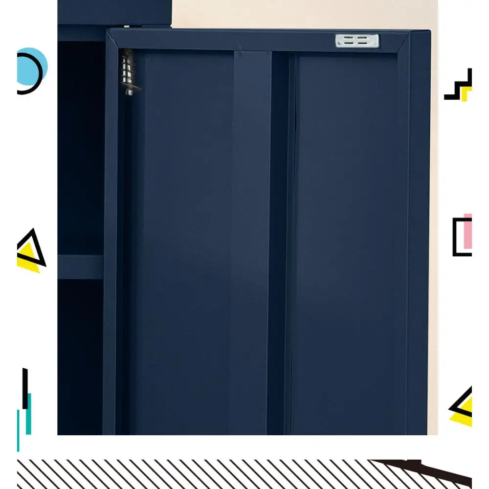 Modern Blue Metal Buffet Sideboard Storage Cabinet with Adjustable Shelves for Dining Room and Kitchen