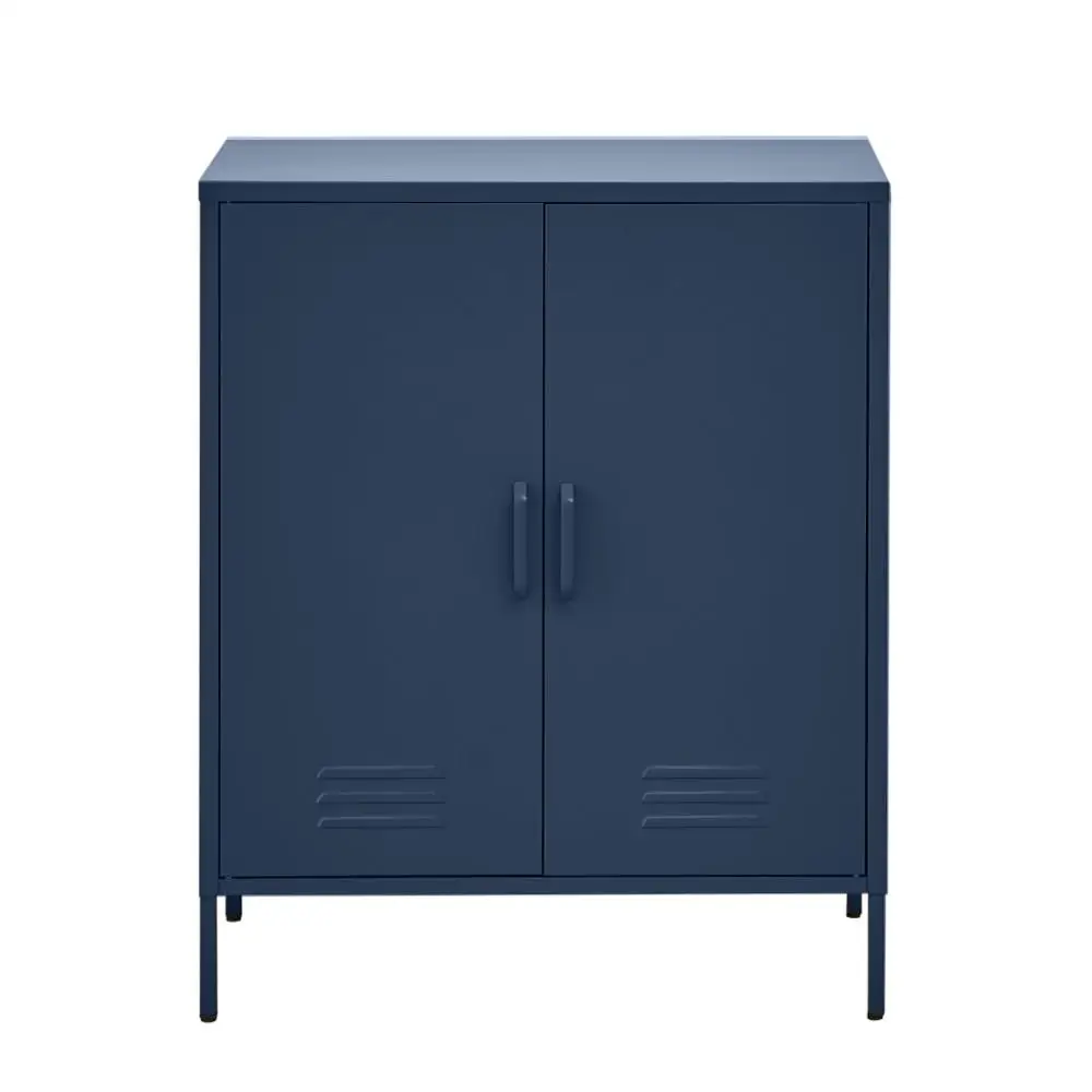 Modern Blue Metal Buffet Sideboard Storage Cabinet with Adjustable Shelves for Dining Room and Kitchen