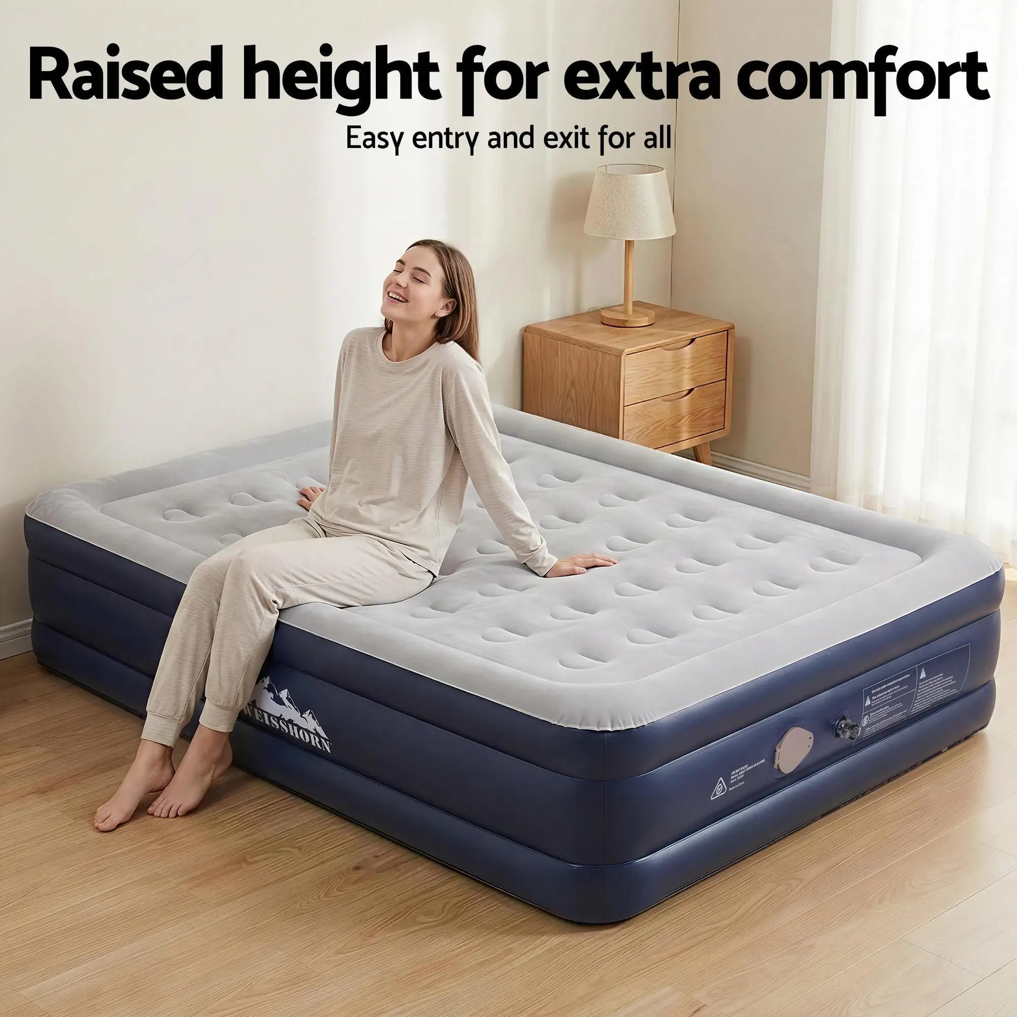 Queen Inflatable Air Mattress 46cm Thick Cube Air Bed Portable Comfortable Sleeping Bed for Home Travel Camping