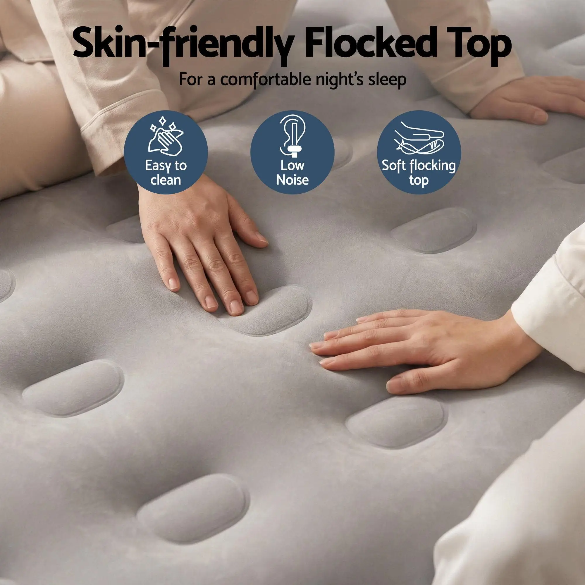 Queen Inflatable Air Mattress 46cm Thick Cube Air Bed Portable Comfortable Sleeping Bed for Home Travel Camping