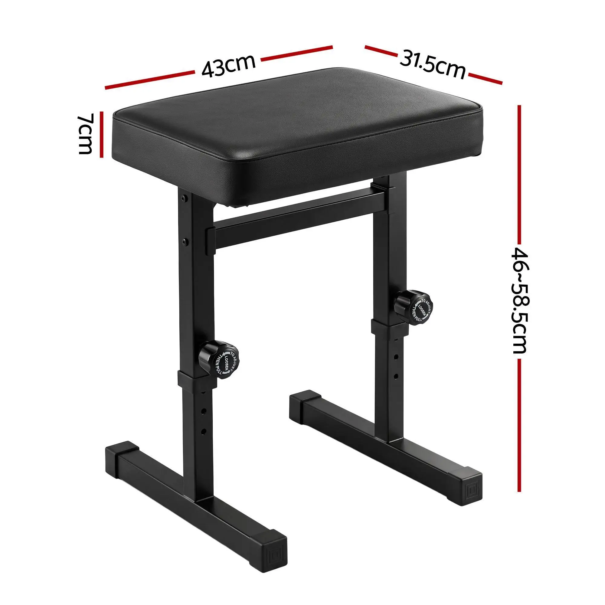 Heavy Duty Height Adjustable Piano Bench Seat H Shape Stool Black