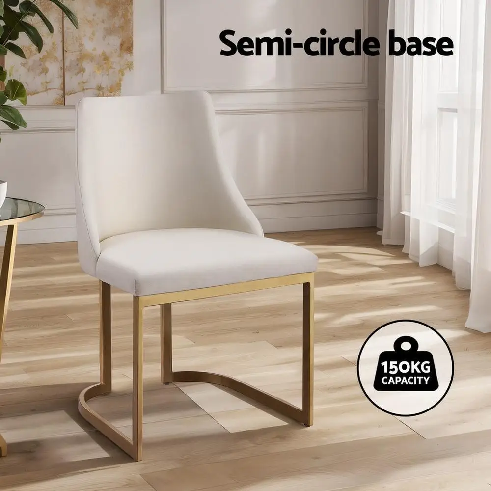 Modern Beige Linen Fabric Dining Chairs Set of 2 Upholstered Wooden Frame Dining Room Accent Chairs