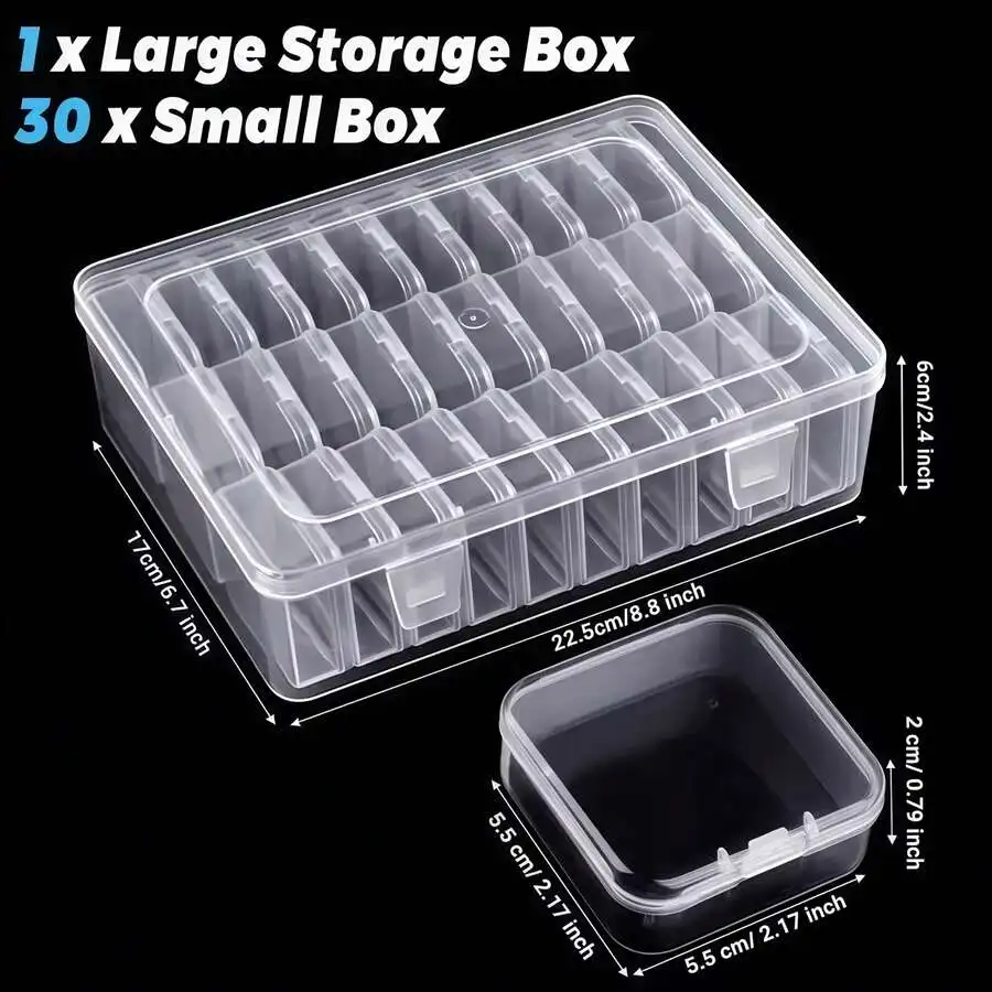 1/10/15/21/31pcs Multi-Purpose Transparent Plastic Storage Boxes, Mini Clear Bead Storage Boxes With Hinged Lids, Rectangular