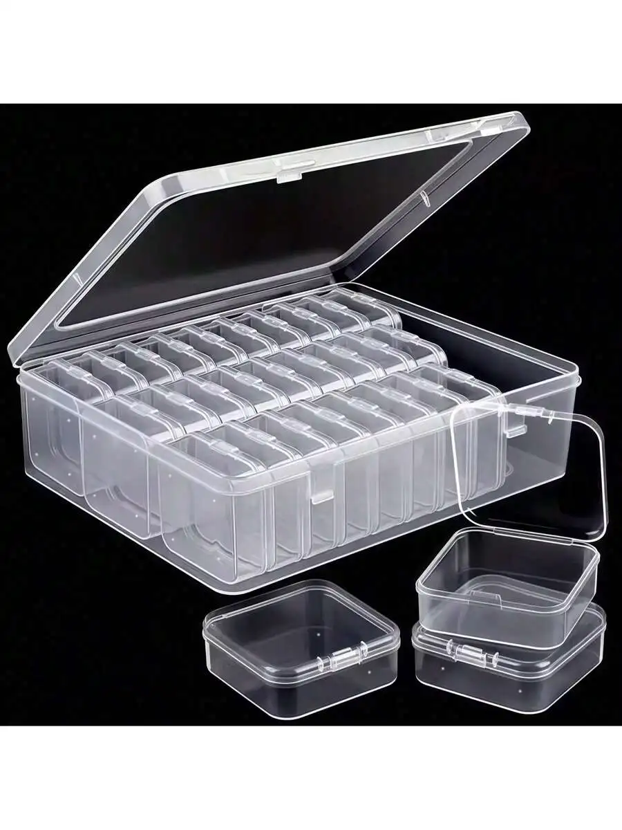 1/10/15/21/31pcs Multi-Purpose Transparent Plastic Storage Boxes, Mini Clear Bead Storage Boxes With Hinged Lids, Rectangular