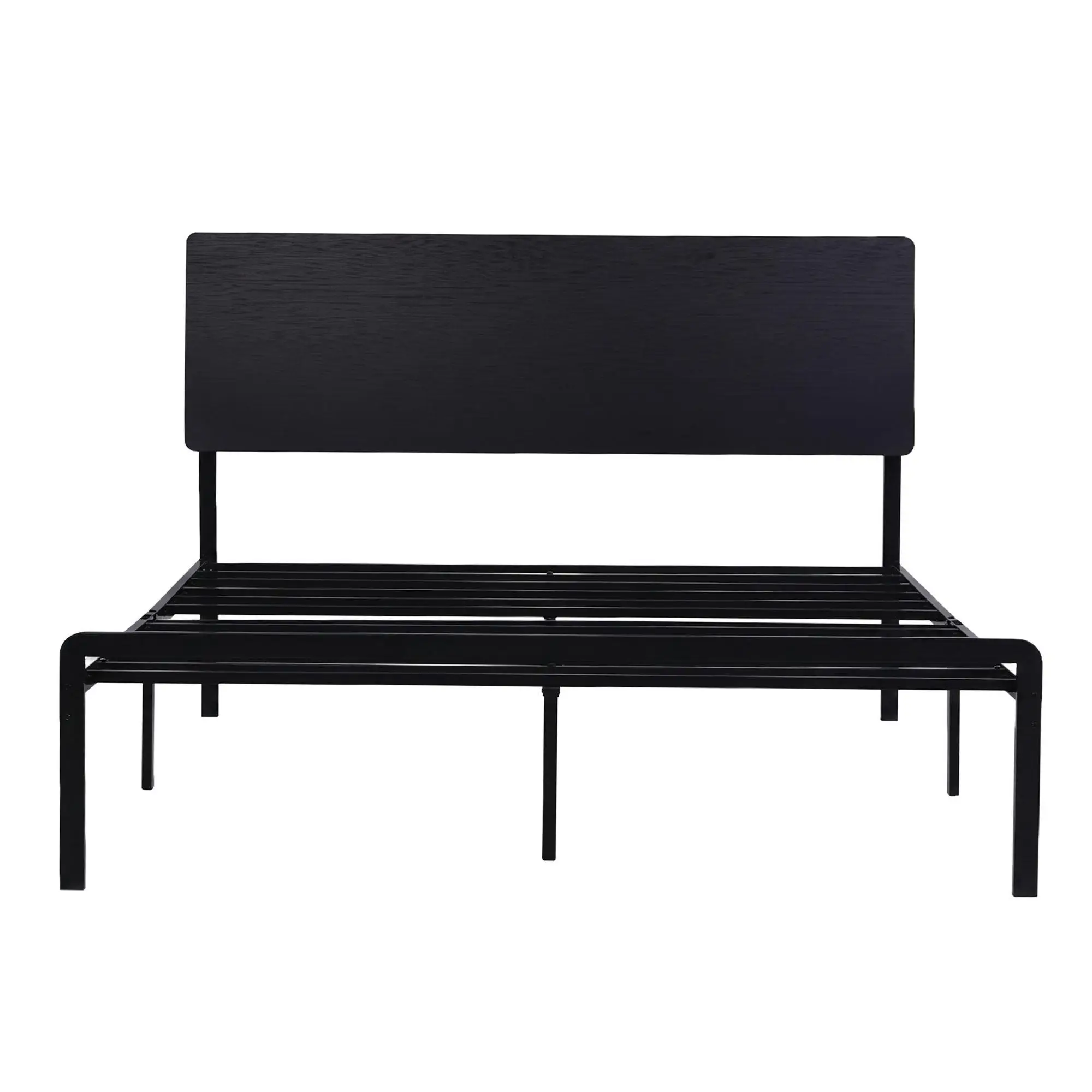Queen Size LED Metal Bed Frame with Charging Station Sturdy Platform Bed Base Modern Bedroom Furniture