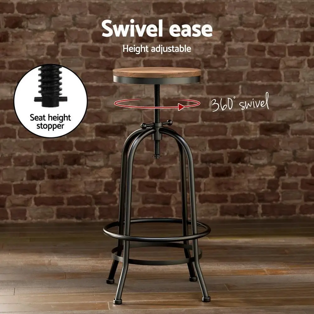 Industrial Bar Table Stools Set Adjustable High Dining Kitchen Chairs for Cafe Pub Home Use Metal Frame Modern Seat Set
