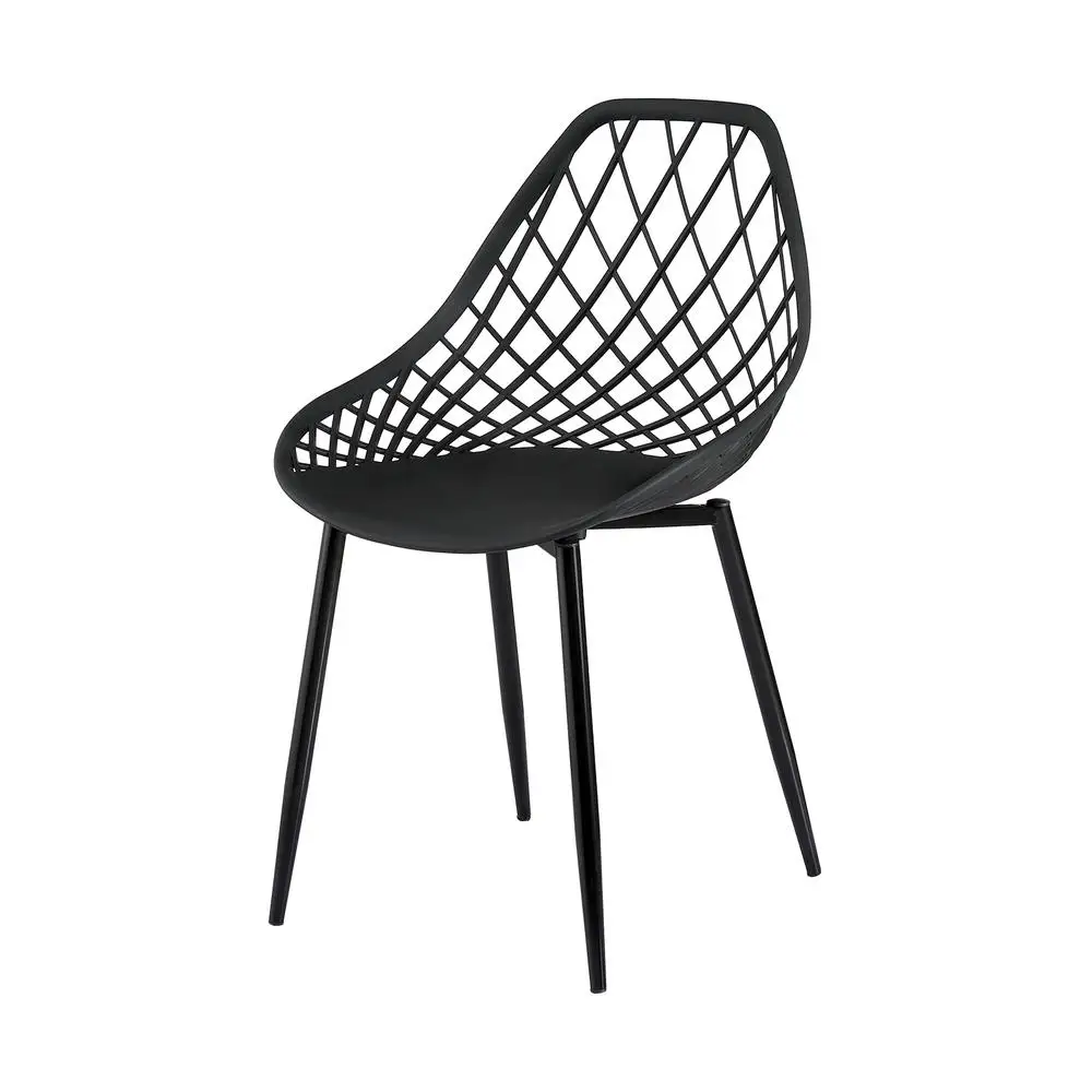 4 Piece Outdoor Dining Chairs PP Lounge Chairs Patio Garden Furniture Black Set