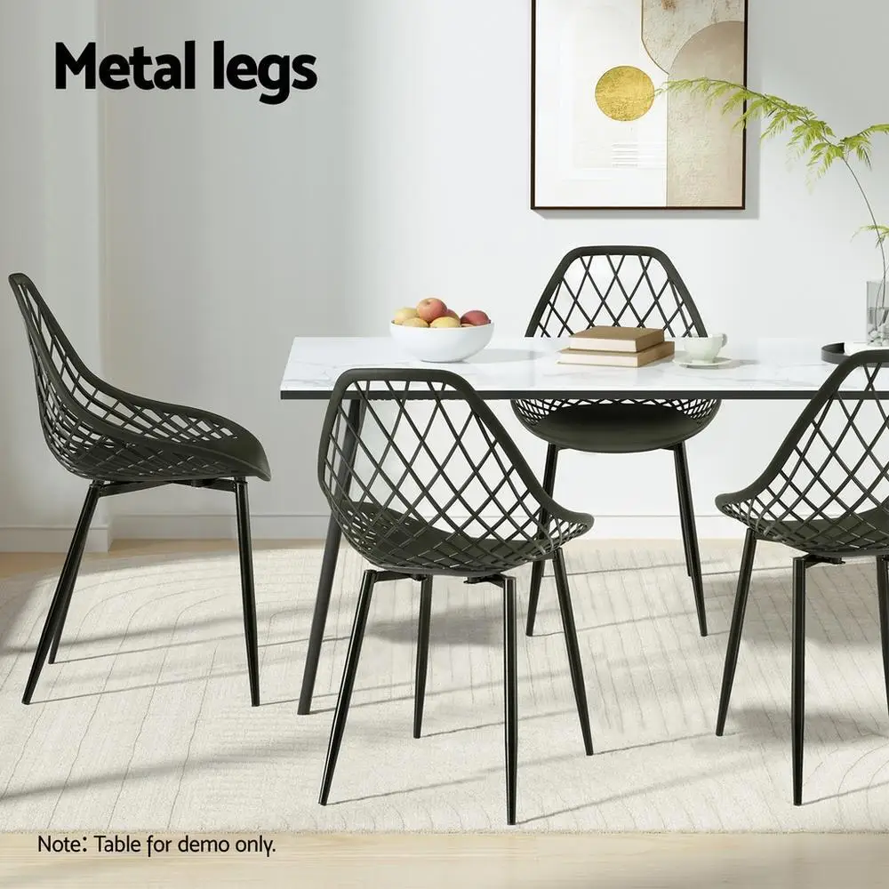4 Piece Outdoor Dining Chairs PP Lounge Chairs Patio Garden Furniture Black Set