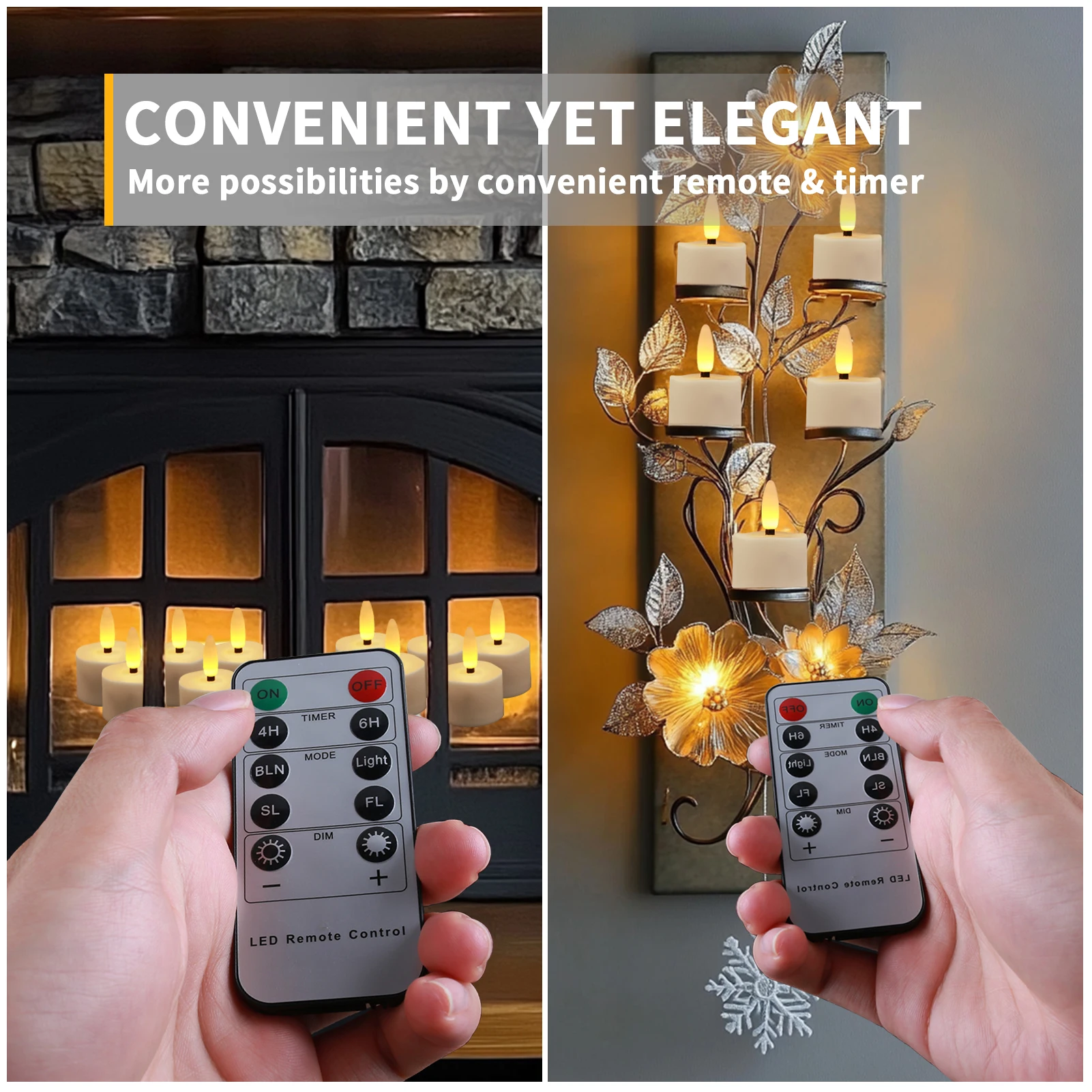 6-Pack Rechargeable Tea Lights Candles with Remote 4H/6H Timer Flameless Flickering Battery Operated LED Tealights for Pumpkins Luminarias Centerpieces 