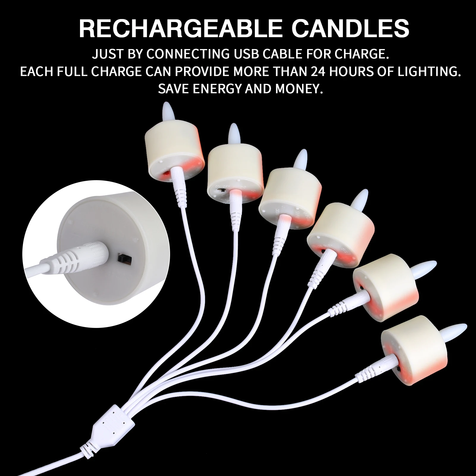 6-Pack Rechargeable Tea Lights Candles with Remote 4H/6H Timer Flameless Flickering Battery Operated LED Tealights for Pumpkins Luminarias Centerpieces 