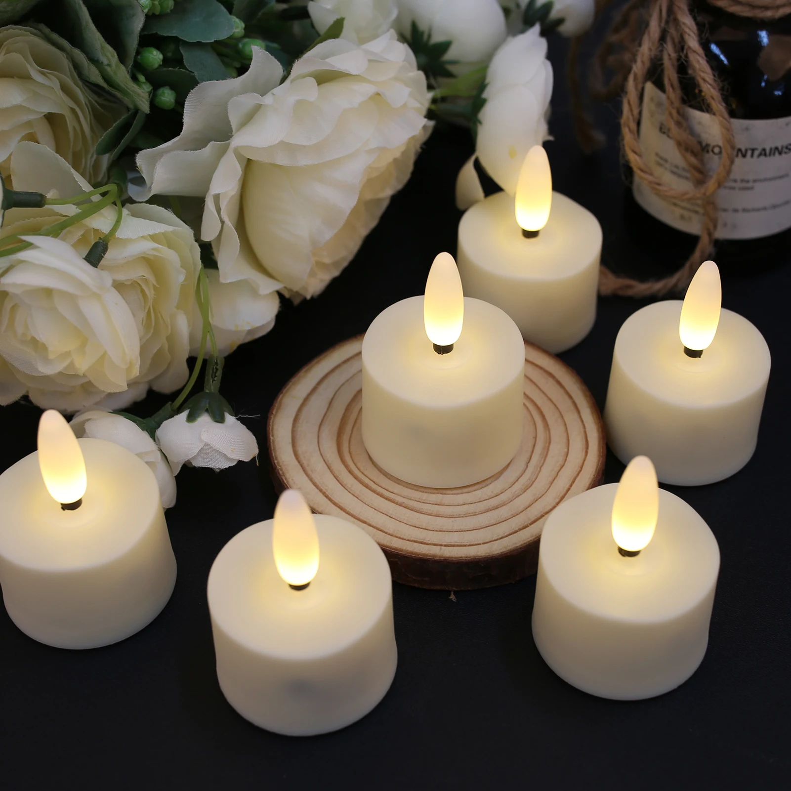 6-Pack Rechargeable Tea Lights Candles with Remote 4H/6H Timer Flameless Flickering Battery Operated LED Tealights for Pumpkins Luminarias Centerpieces 
