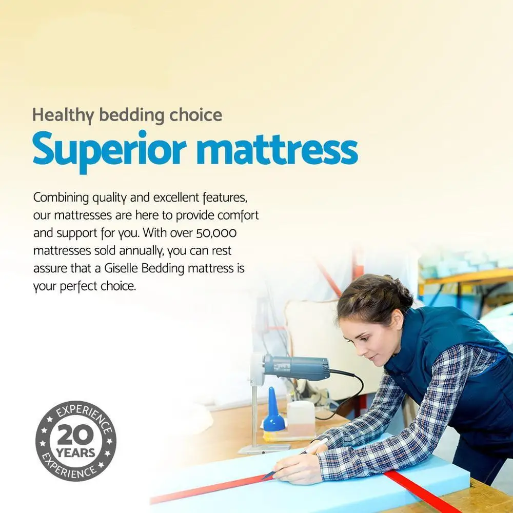 24cm Super Firm Queen Size Mattress Orthopedic Support Breathable Durable High Density Foam Sleep Bed for Home Use