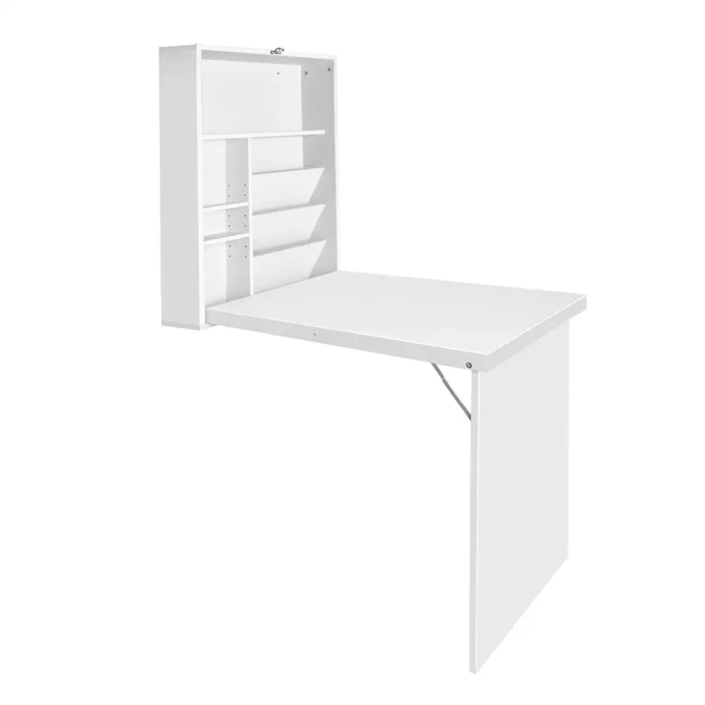 Computer Desk Wall Mounted Bookshelf White Space Saving Storage Rack for Home Office Use
