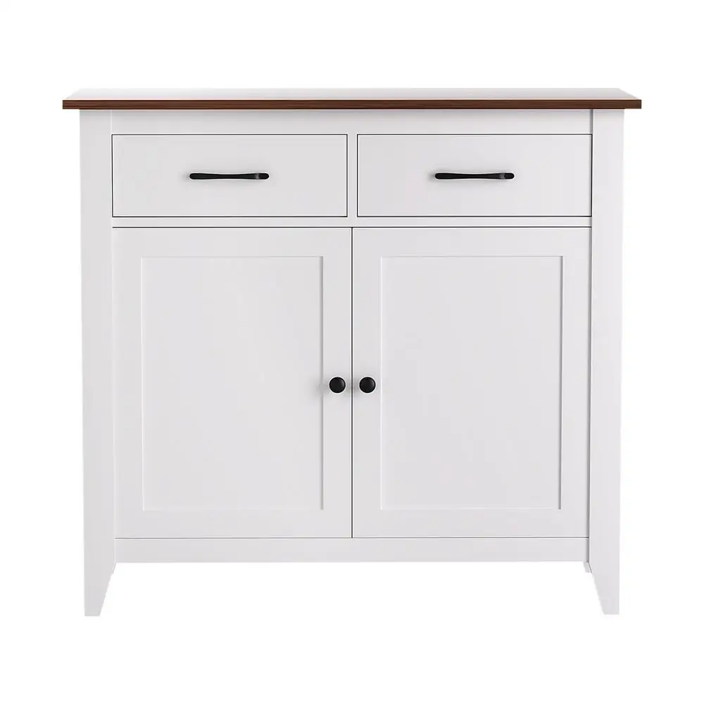 White Buffet Sideboard Storage Cabinet Kitchen Cupboard Hallway Two Drawers Modern Freestanding Storage Unit
