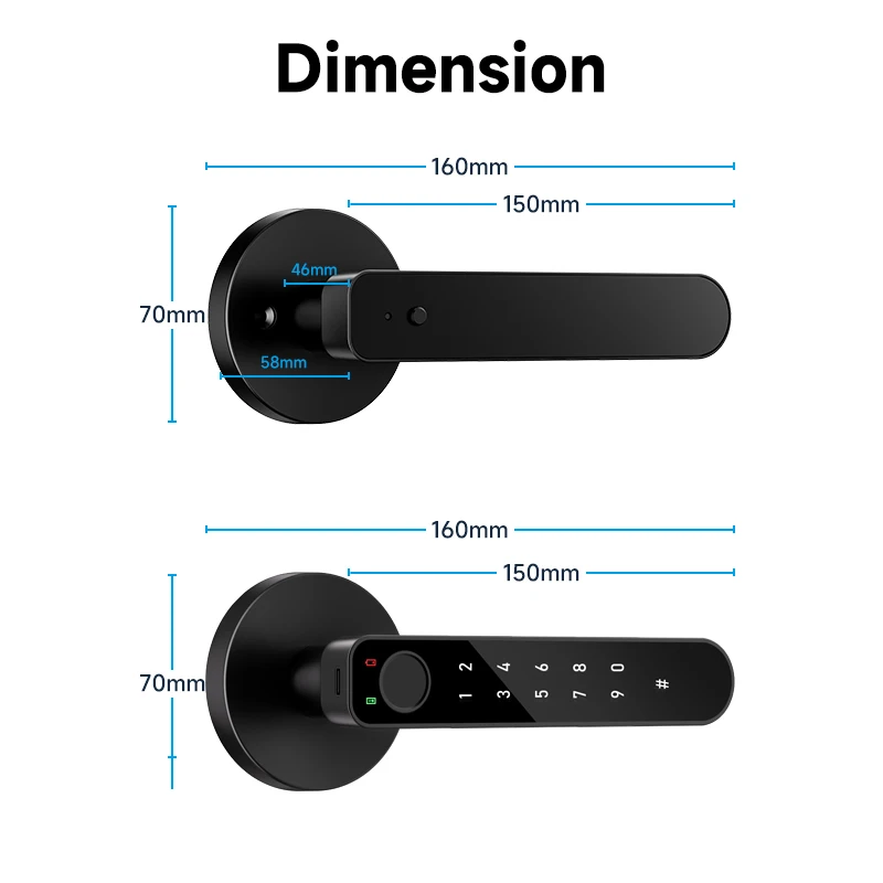 ICCSSI Smart Door Lock Fingerprint Lock Fingerprint/Tuya APP/Password/IC Card/key Unlock Shipping from Australia B208APRO