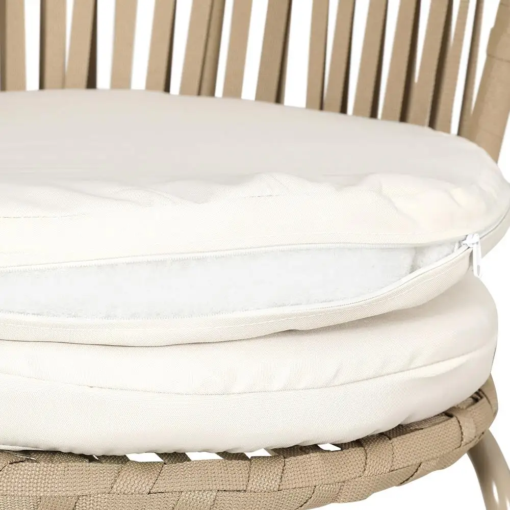 3 Piece Outdoor Bistro Set Patio Furniture Rope Chairs and Table Beige