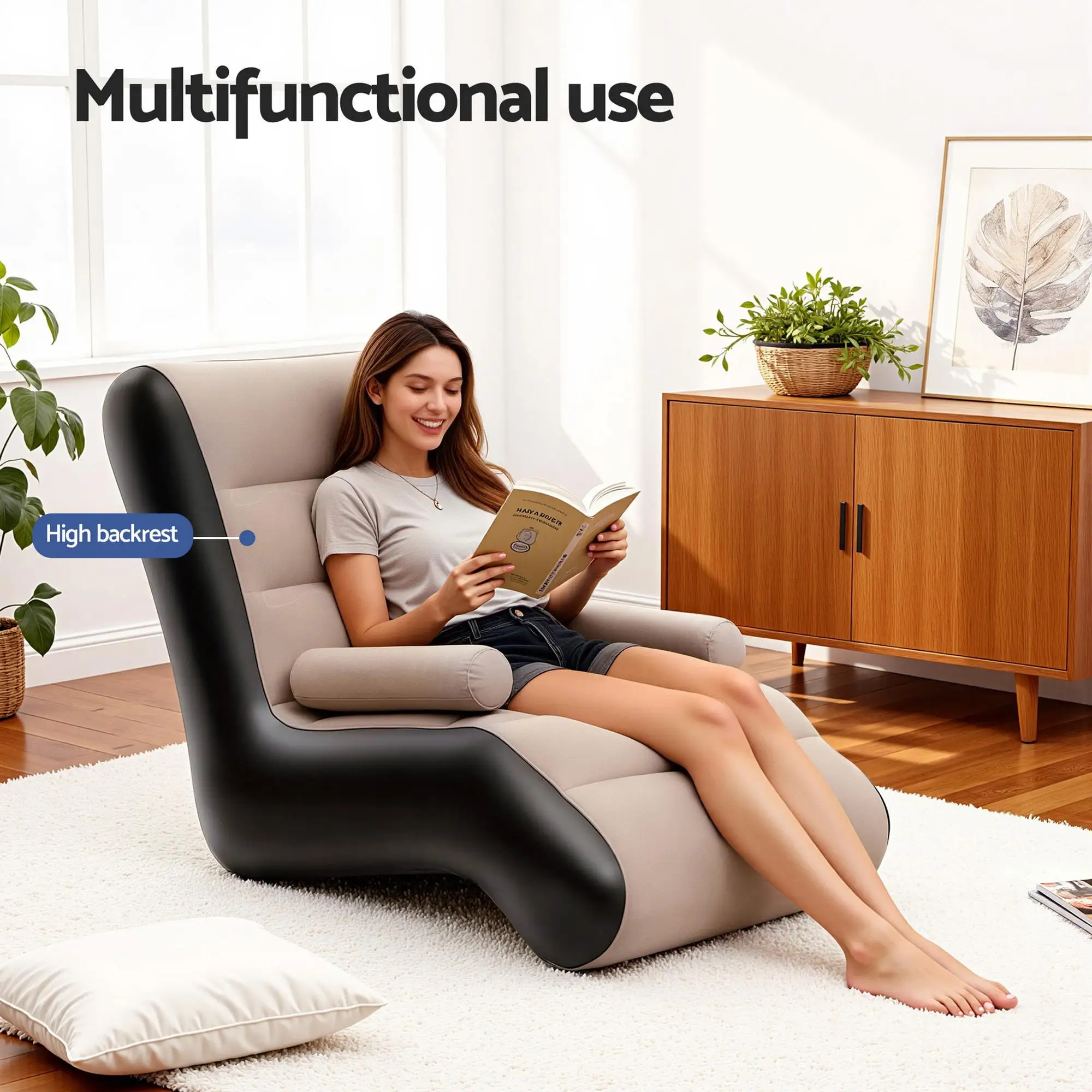Inflatable Folding Air Lounge Chair with Pump for camping and Outdoor Relaxation