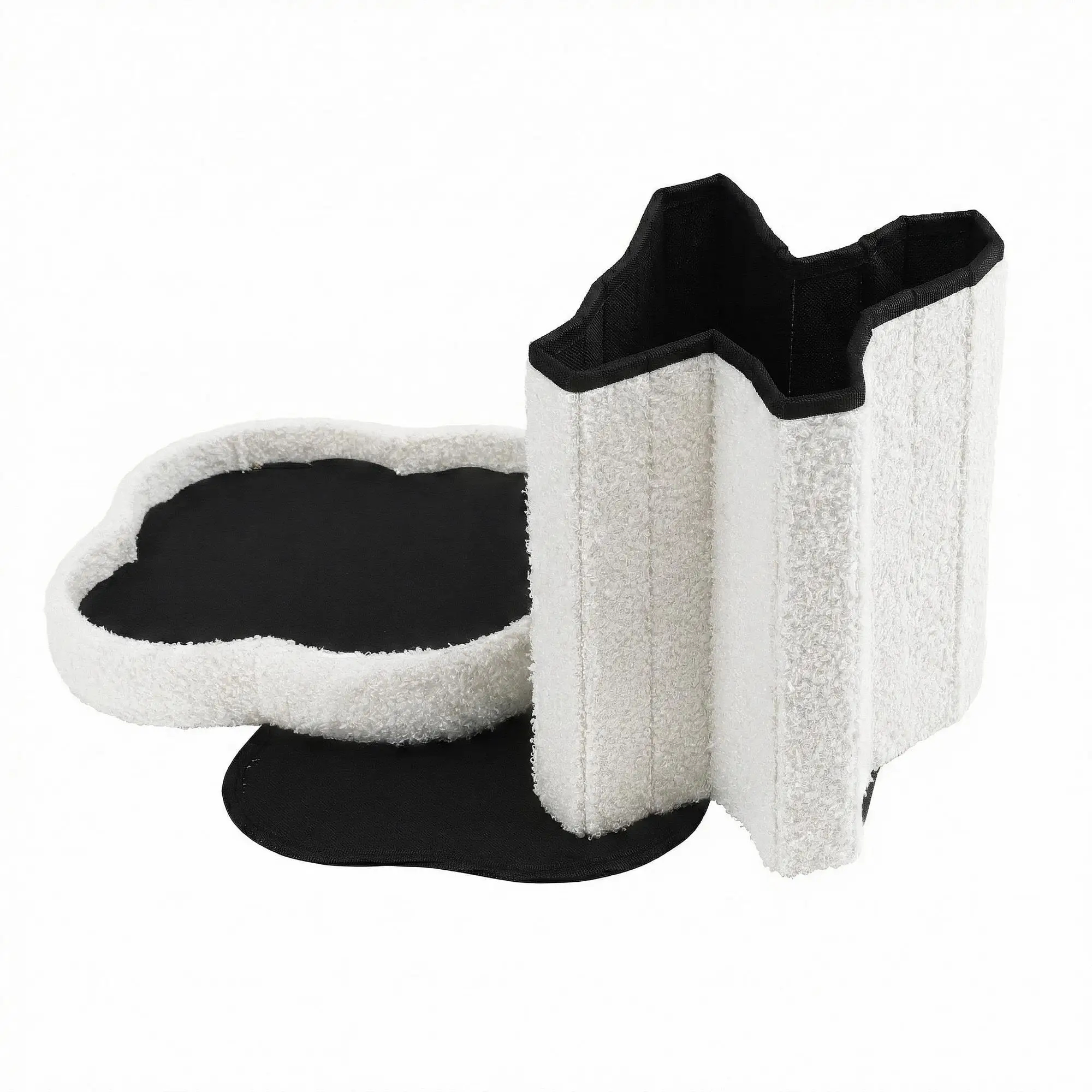 Foldable Storage Ottoman Footstool White Padded Seat Bench Organizer for Bedroom Living Room Home