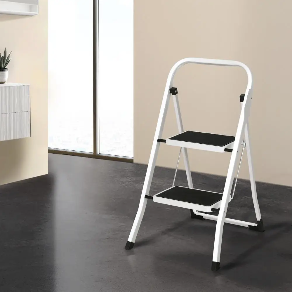 2 Step Folding Steel Platform Ladder Lightweight Multi Purpose Home Use Stable Safety Step Stool