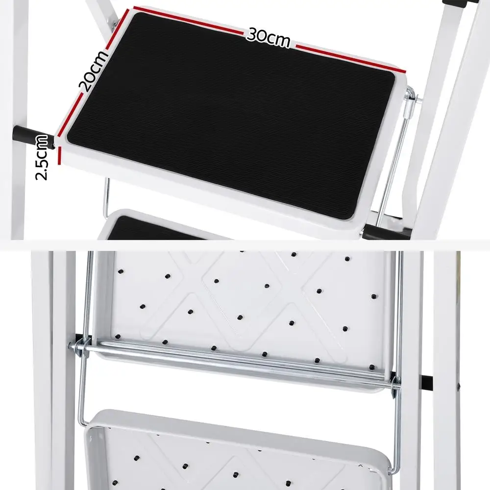 2 Step Folding Steel Platform Ladder Lightweight Multi Purpose Home Use Stable Safety Step Stool