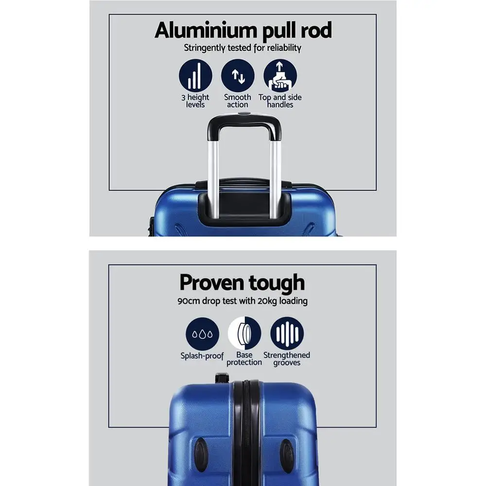 2 Piece 20 to 28 Inch Hard Shell Spinner Luggage Set with TSA Lock Blue Carry On Suitcase Travel Case