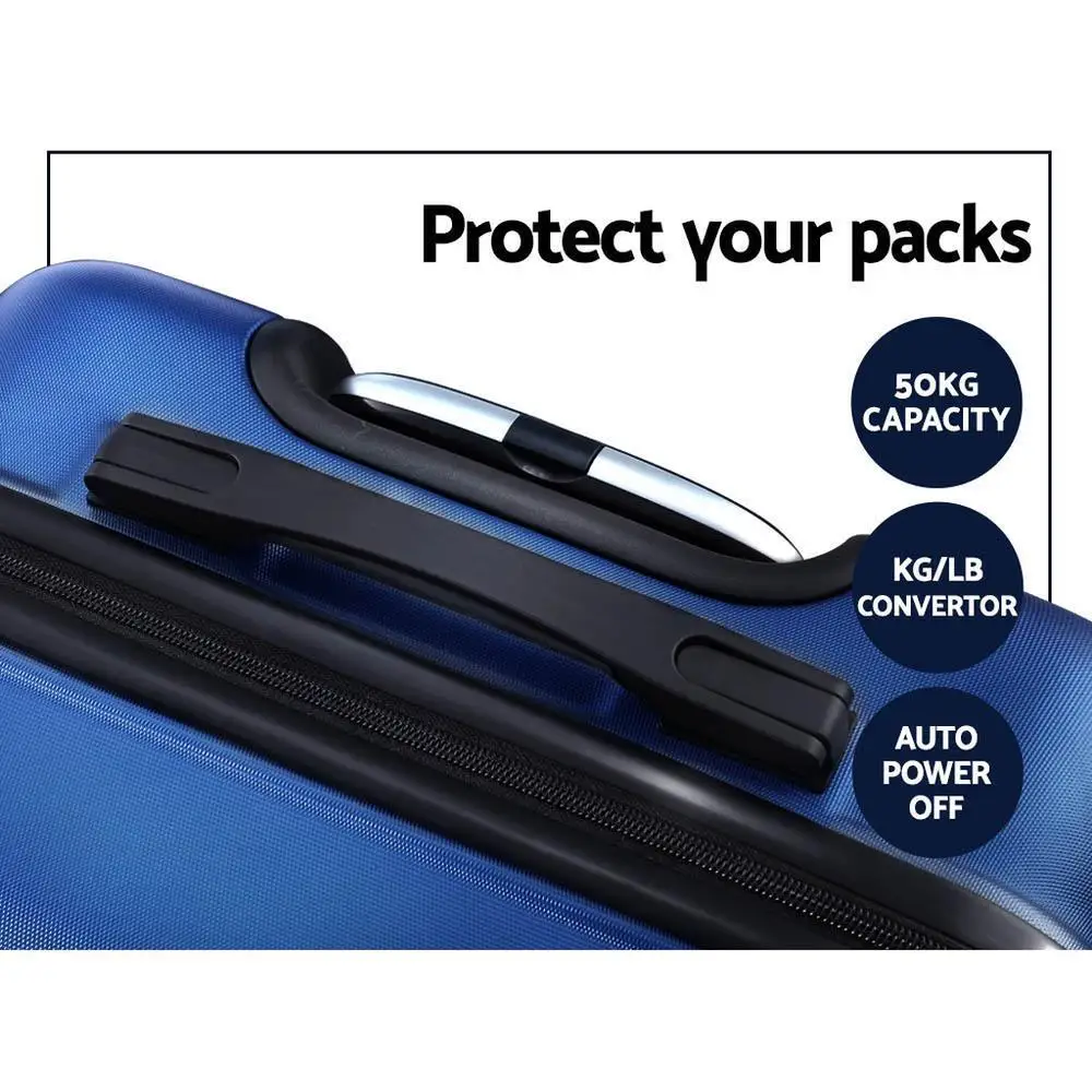 2 Piece 20 to 28 Inch Hard Shell Spinner Luggage Set with TSA Lock Blue Carry On Suitcase Travel Case