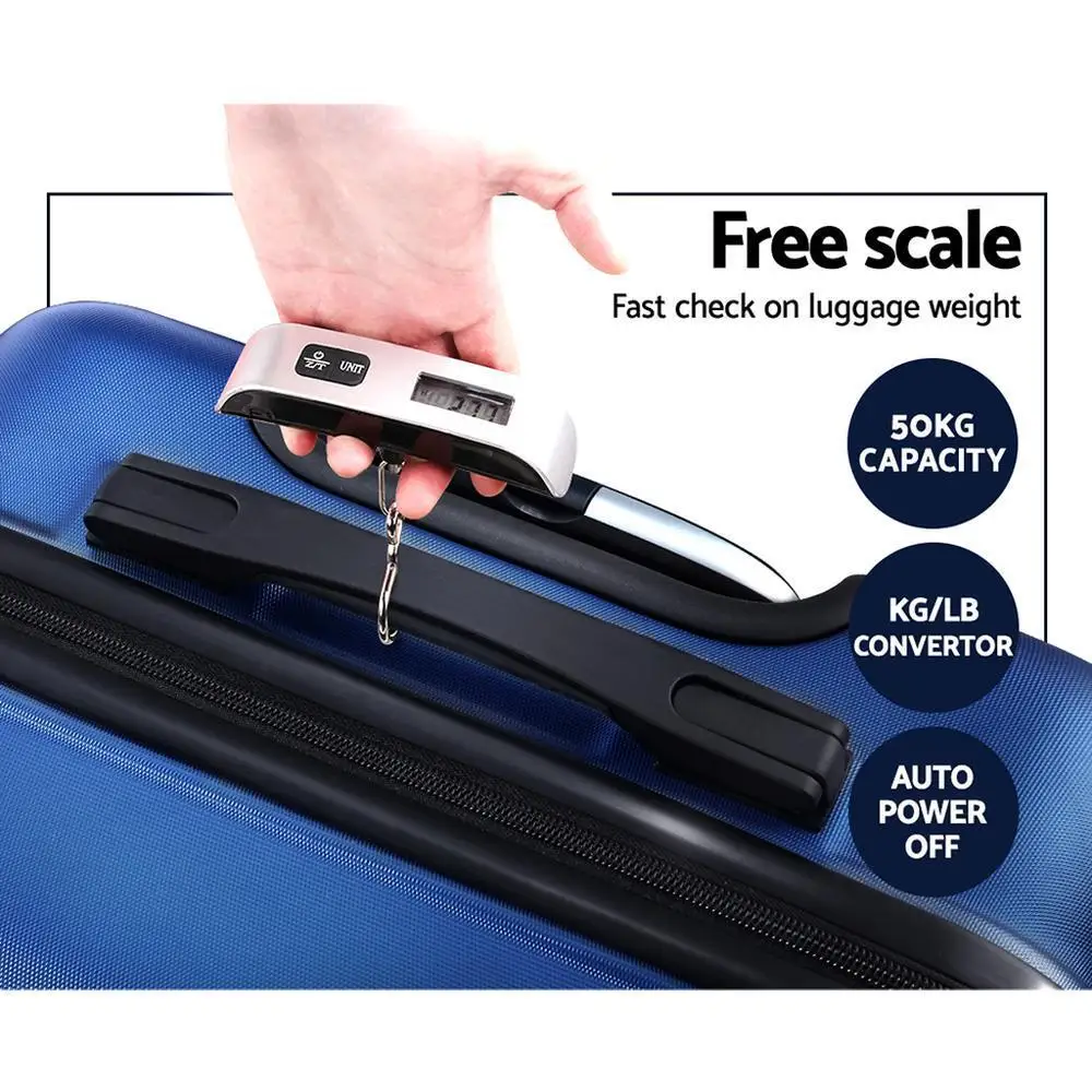 2 Piece 20 to 28 Inch Hard Shell Spinner Luggage Set with TSA Lock Blue Carry On Suitcase Travel Case