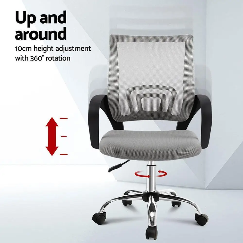Ergonomic Mesh Office Chair Mid Back Grey Adjustable Lumbar Support Swivel Computer Desk Chair for Home Office