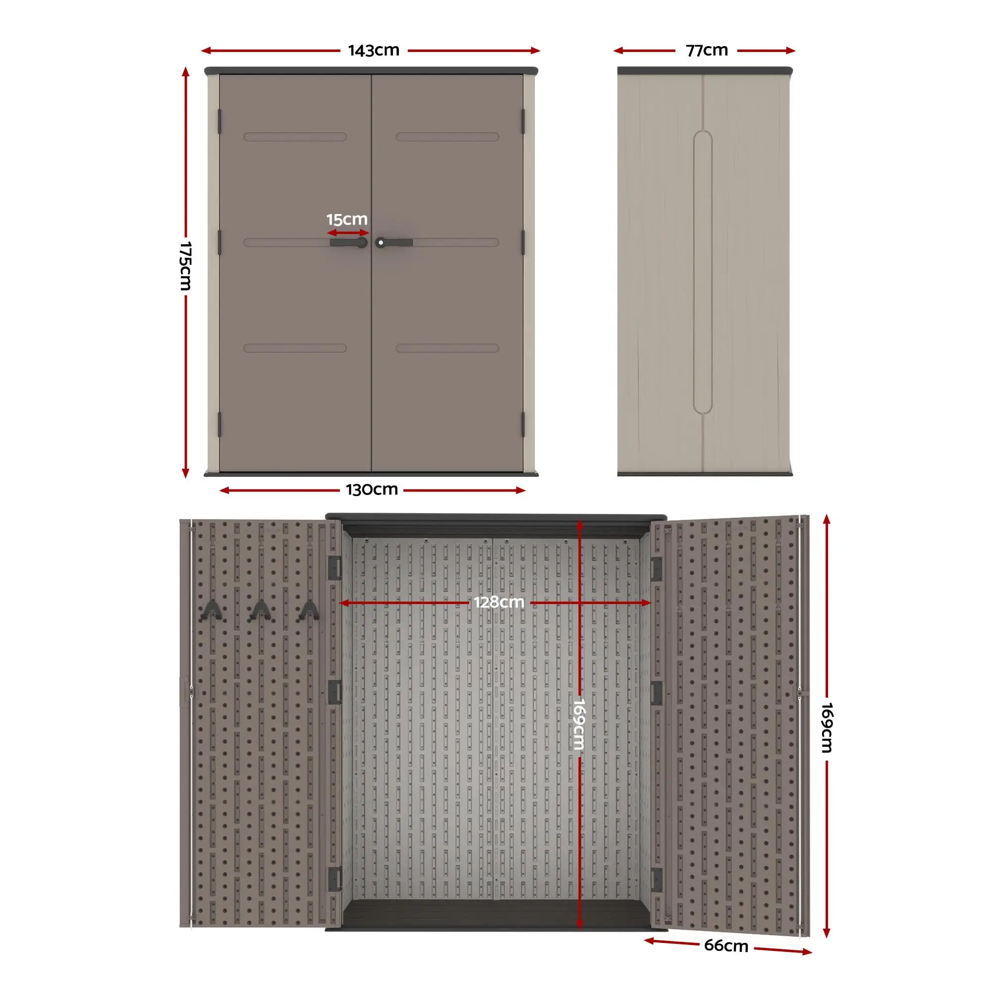 Garden Shed Outdoor Storage Shed Tool Workshop with Lockable Double Doors Weather Resistant Steel Frame Backyard Utility Storage
