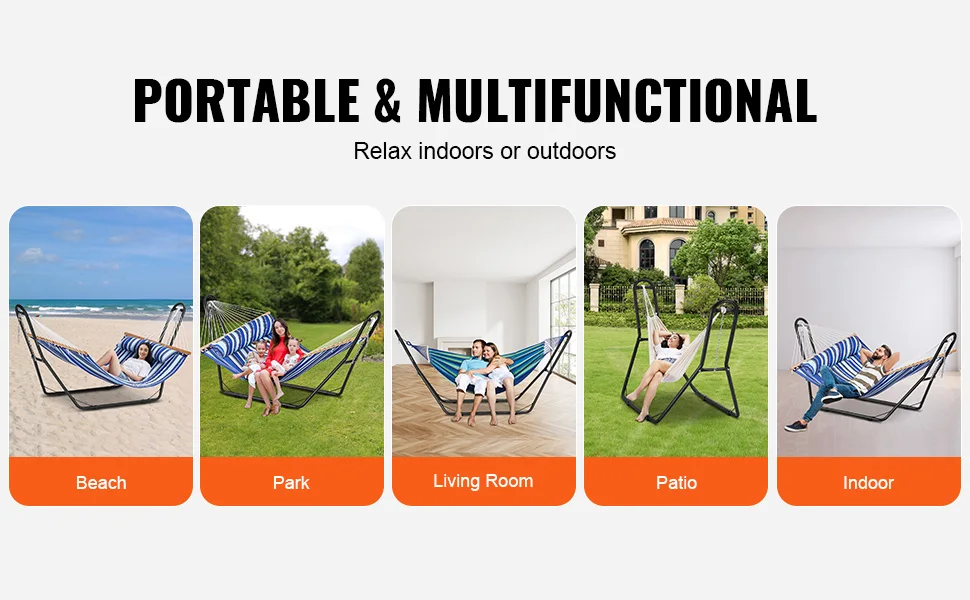 SucceBuy Universal 2 Person Hammock Stand Adjustable Heavy Duty 450 lbs Capacity Hammock Stand Fits Hammocks for Outdoor Indoor