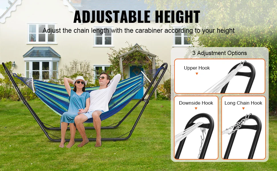 SucceBuy Universal 2 Person Hammock Stand Adjustable Heavy Duty 450 lbs Capacity Hammock Stand Fits Hammocks for Outdoor Indoor